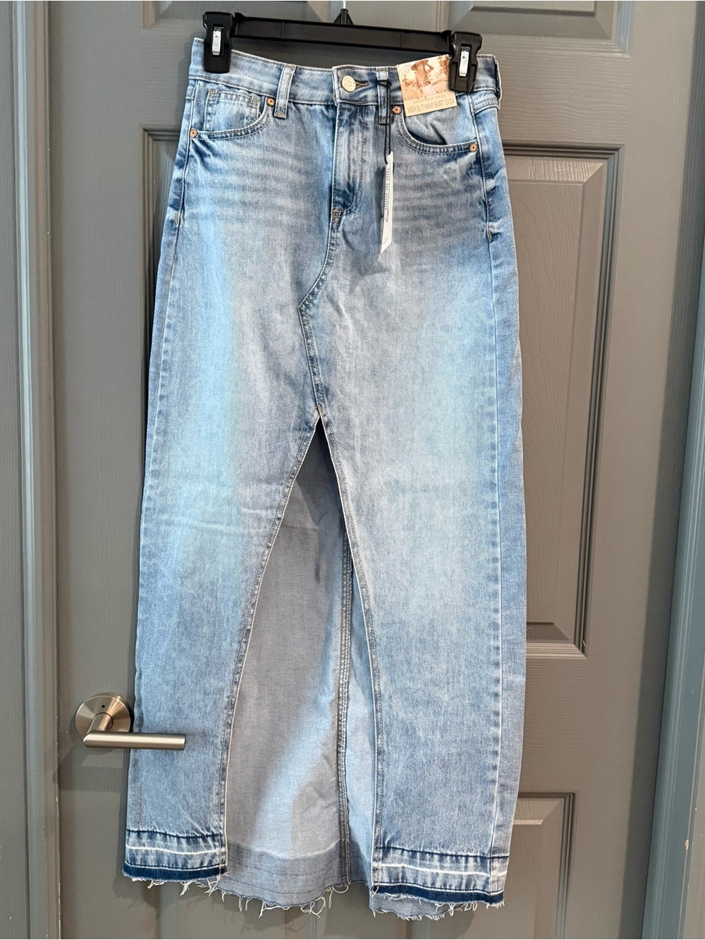 Sincerely Jules Light Blue Front-Slit Wide Leg Jeans